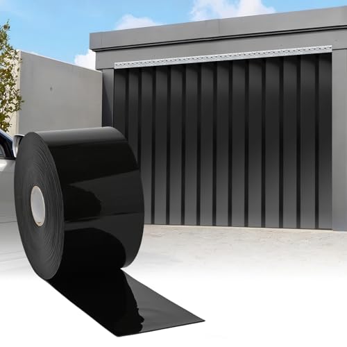 GOOFCXO PVC Strip Door Curtain 164ft L x 7in W Plastic Strips Curtain Black Vinyl Bulk Roll for Commercial Industrial Door Garage Workshop Pet Home Warehouse