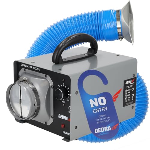 Generador de ozono 20 g/h, DEDRA DED6632, Desinfección avanzada, Eliminación de microorganismos, Ventilador integrado, Manguera flexible con conexión, Temporizador automático, Carcasa resistente