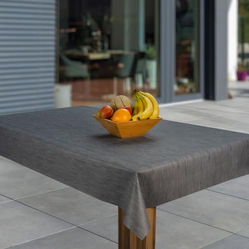 Preisvergleich Produktbild laro Wachstuch-Tischdecke Abwaschbar Garten-Tischdecke Wachstischdecke PVC Plastik-Tischdecken Eckig Meterware Wasserabweisend Abwischbar GAE, Muster:Leinenoptik d. grau, Größe:100x200