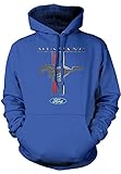 Amdesco Men's Officially Licensed Ford Mustang Pony Emblem Hooded Sweatshirt, Royal Blue Medium