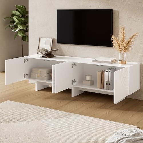 Mueble de TV minimalista de 170 cm para organizar tu salón con estilo blanco 5