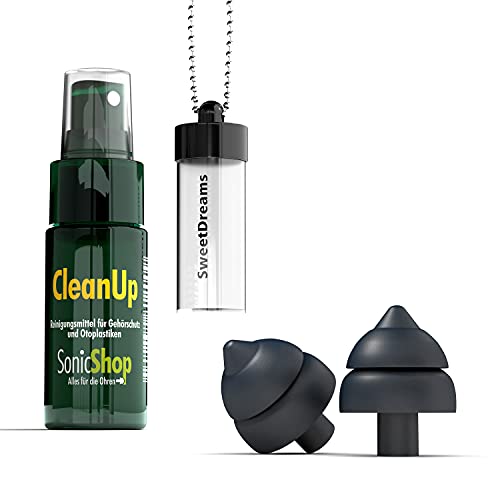 SweetDreams Ohrstöpsel zum Schlafen, extraweich – gegen Schnarchen – Hörschutz - wiederverwendbarer Schlafschutz für nachts – Ohrschutzstöpsel - Set inklusive Reinigungsspray & Case