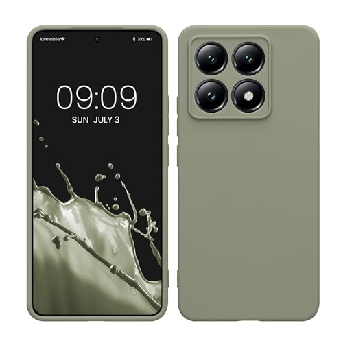 kwmobile Handyhülle für Xiaomi 14T Hülle - weiches Handy Silikon Case - Schutzhülle Cover - Graugrün