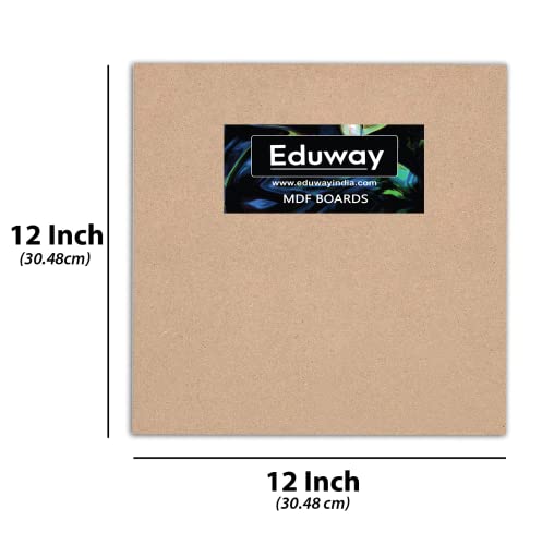 Image of Eduway 12x12 Inch MDF Board Wood Sheet for Mandala , Lippan, Resin Art & Craft, 4mm Thick, Pack of -5 - Premium Cardboard Material for Artists, Art and Craft Students - Hard Cutout in Small and Large Sizes (30x30 cms)