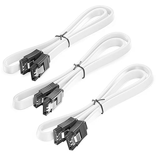 Qivynsry Sata Cable Iii 3 Pack Sata Cable Iii 6Gbps Straight Hdd Sdd Data Cable With Locking Latch 18 Inch Compatible For Sata Hdd, Ssd, Cd Driver, Cd Writer - White #TOP5
