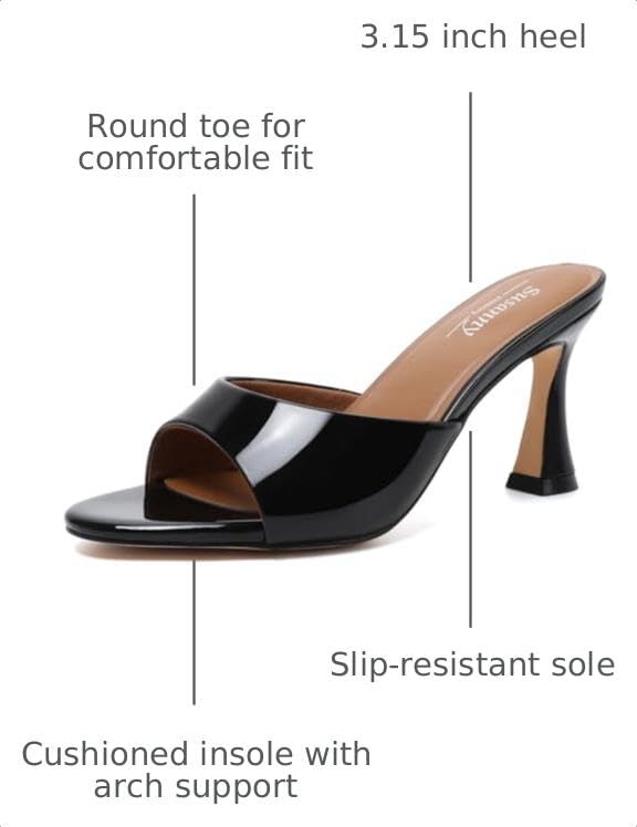 Image of Susanny High Heels for Women Pointed Open Toe Strappy Chunky Block Heels Ankle Strap Stiletto Kitten Heeled Sandals Wedding Bridal Party Prom Sexy Dress Shoes