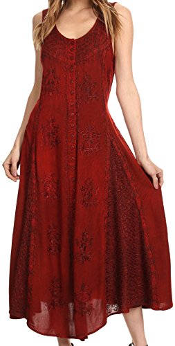 Caftan Sakkas Beverlee brodé et boutonné le vêtement d'été fluide sans manches