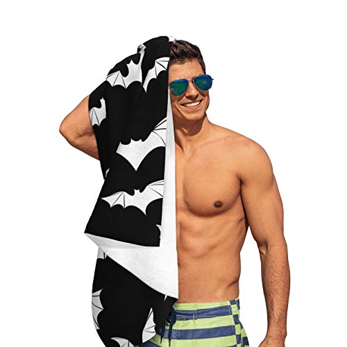 Puilkfgt Bats Halloween Goth Microfiber Beach Towel Quick Dry Super Absorbent Bath Towels Blanket For Shower Camping Beach 80X130Cm, White #TOP3