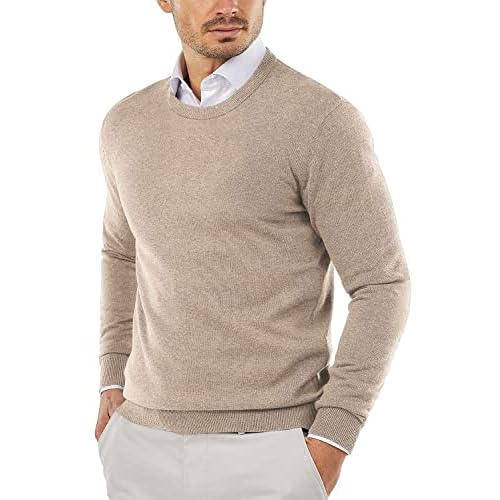 COOFANDY Men’s Crew Neck Sweater Slim Fit Lightweight Sweatshirts Knitted Pullover for Casual Or Dressy Wear