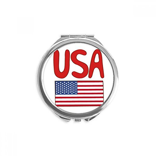 Espejo redondo de bolsillo con patrón de la bandera americana para retoques en cualquier lugar