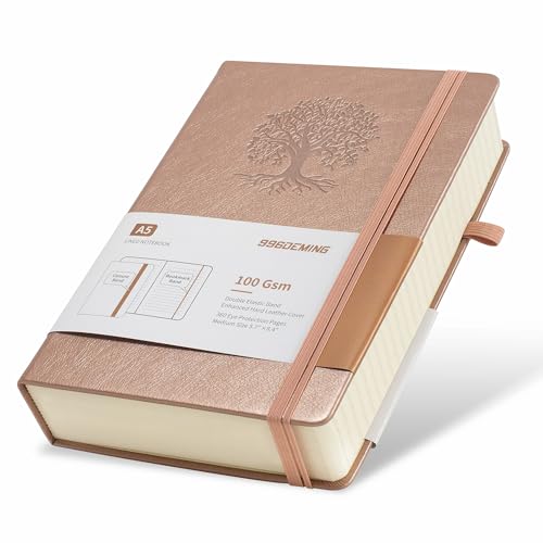 996DEMING Lined Journal Notebook for Women - 360 Pages,Journals for Writing A5 College Ruled Notebook,100gsm Lined Paper, Thick Hardcover Daily Journal,Journaling Notebooks (A5, Rosegold)