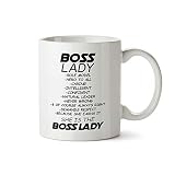 Boss Lady Description Funny Contemporary Design White Coffee Mug - Ceramic Tea Cup - 11 oz - Great G
