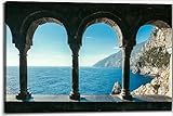 Terrace arches overlooking scenic sea view and mountains Italy Canvas Wall Art Decor Paintings Pictures for Bedroom Wall Decor Above Bed Living Room Wall Decoration Bathroom Office Artwork, Mulit2