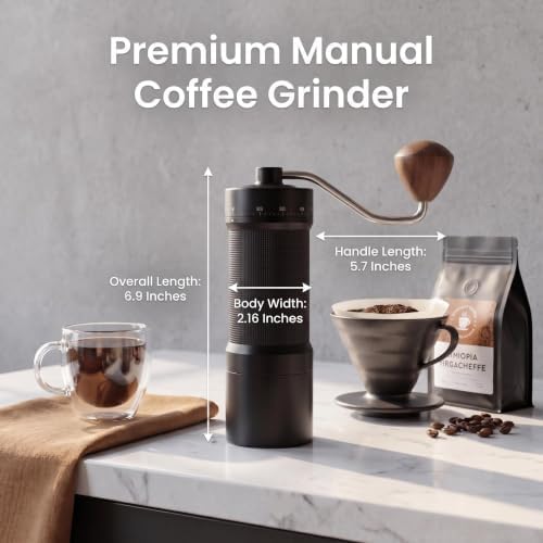 Manual Coffee Grinder, 55 Adjustable Levels Burr Coffee Grinders for Home - 3