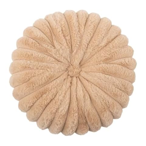 FZETVN Champagne Round Throw Pillows 14 Inches Faux Fur Round Pillows Pumpkin Decoration Pillow Cushion for Bed Sofa Bay Window Cover