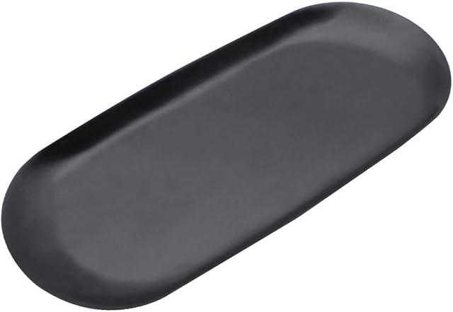 NewZC Storage Tray Dish Stainless Steel Towel Tray Cosmetics and Jewelry Organizer Oval Candy/Snacks Plate Trinket Tray Metal Accessories Tray Dish for Key Candle Container Kitchen Tools - Black