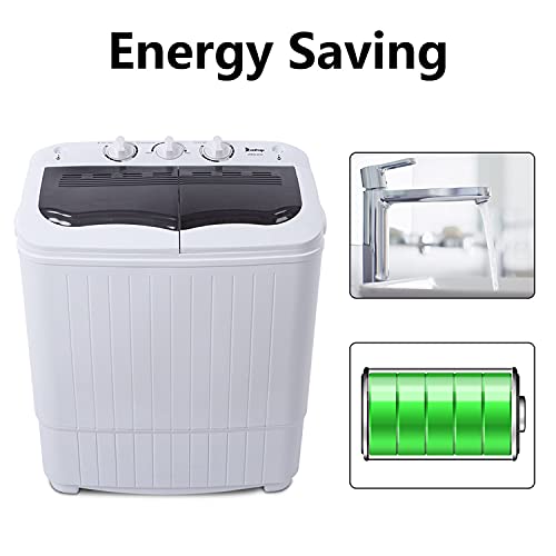 Hooleen Integrated Semi-Automatic Washing Machine Plastic Cover Double Barrel Gray (14.3Lbs 110V 360W) #TOP7