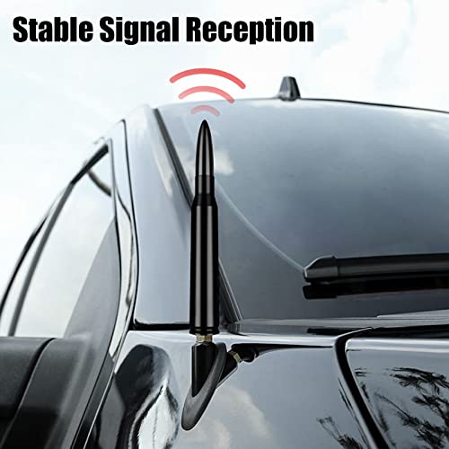Ajxn 1 PC Car Truck Bullet Antenna, Auto Antenna Mast, Suitable for GM Chevy Silverado 1500 2500 3500 HD Avalanche GMC Sierra 1500 2500 3500 Denali Heavy Duty Pickup Trucks Accessories (Splice Black) - Thumbnail 4