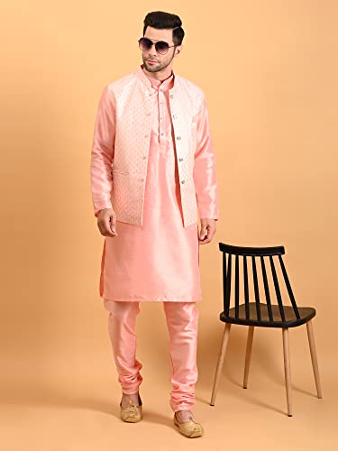 Image of Uri and MacKenzie Men's Silk Blend Kurta Pajama with Designer Ethnic Nehru Jacket /Modi Jacket