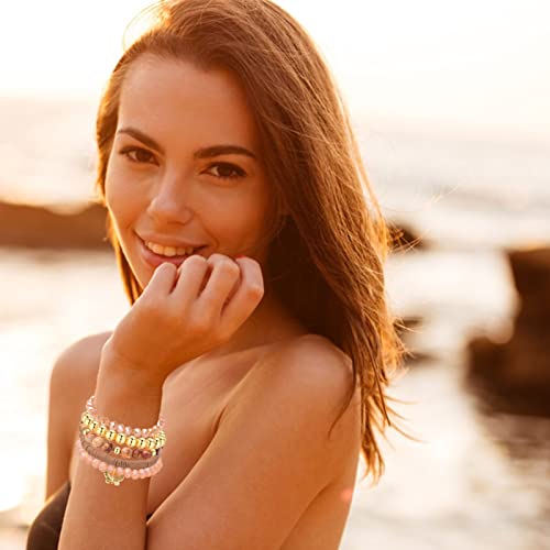 Aganippe Bohemian Beaded Bracelets For Women Stackable Bracelets Set Stretch Multilayer Stack Beads Charm Bracelets Women Girls Handmade Jewelry (Brown) #TOP5