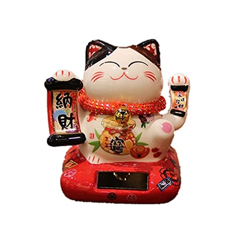 ZJF Statue Ornament Niedliche Schütteln Hände Glück Katze Glück Handwerk Figuren Miniaturen Fengshui Reichtum Vermögen Winken Katze Dekoration Geburtstagsgeschenk Hauptdekoration (Color : Red) Cover