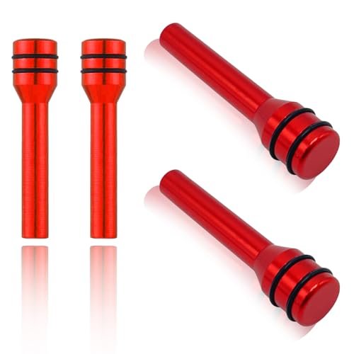1 Pack 4 Pcs Car Door Lock Knob Covers, Aluminum Alloy Security Column, Interior Pull Pins Universal for Most Vehicles (Red)