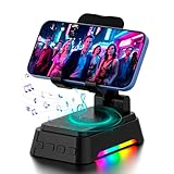AUYLE Gifts for Men Women, Cell Phone Stand with Bluetooth Speaker and Colorful Light, HD Stereo Sound, Adjustable Phone Holder, Cool Tech/Xmas/Birthday Gift, Compatible with iPhone/Android/iPad