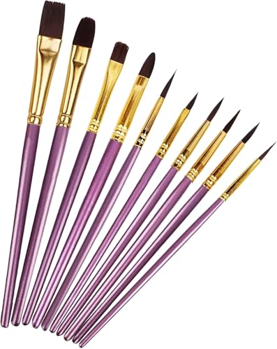 Paint Brushes 10 Pcs Face Paint Brushes for Children Watercolor Acrylic Gouache and Oil Painting Suitable for Decorations Models Figurines Nail Art