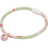 ここねこ本舗 大きいサイズ 首回り40cmまで対応 Lサイズ ロング ワンちゃんにも 猫 小型犬 首輪 安全 セーフティー 鈴付き 和柄 軽い 調整可能 日本製 ハンドメイド (春爛漫・黄緑L)