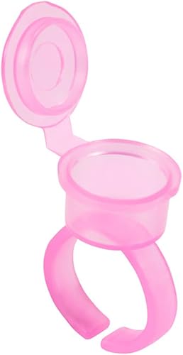 100 Uds. Rosa Microblading Pigmento Tatuaje Tinta Anillo Tazas con Tapa de Cubierta para Maquillaje Permanente Cejas Pegamento Contenedor