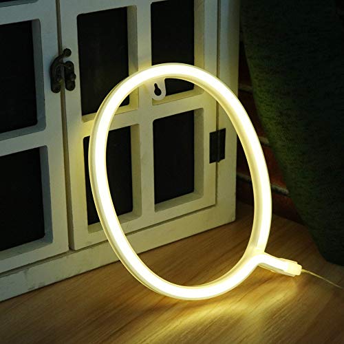 Image of ENUOLI LED Warm White Neon Letter Night Lights Glow Words Sign Gift Alphabet Neon Art Decorative Lights Best Wall Decor Hanging for Wedding Birthday Party Christmas Home Bar Club B