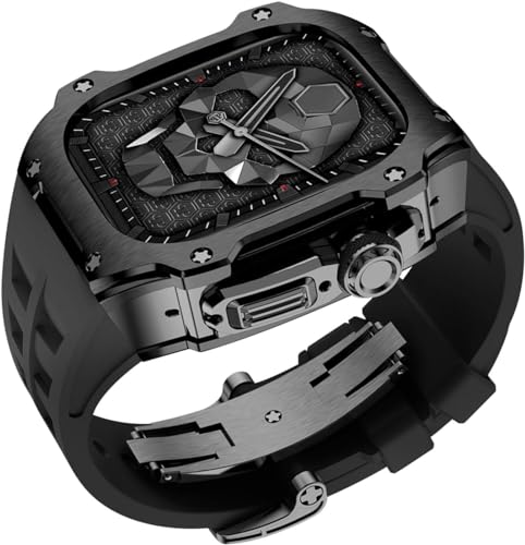 Bracelet caoutchouc fluor et boîtier acier pour iWatch Ultra 8
