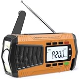 Greeshow 防災ラジオ 多機能 手回しラジオ デジタル選局 FM/AM/SWラジオ 高感度 5000mAh usb充電式 ソーラー充電 SOSサイレン 防災グッズ 災害用 小型 携帯 キャンプ 緊急用 非常用 防水 スマホ急速充電可能 懐中電灯 防災士推奨 GS-2901 オレンジ