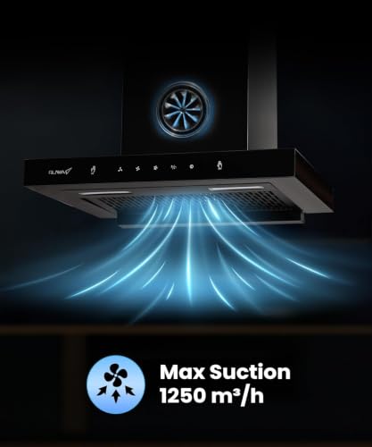 Image of Ruwa Jade 60 cm Auto Clean Filterless Kitchen Chimney, 1250 m /hr Powerful Suction, T-Shape Wall Mounted Design, Motion Sensor & Touch Control, Oil Collector, Installation Kit Included