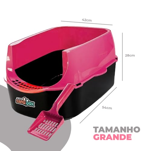 Kit Sanitário para Gatos Sandbox Furba Caixa de Areia Fácil Montagem (Rosa)