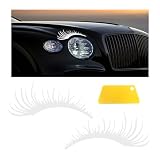 Dickno 2 PCS Car Headlight Eyelash Stickers, Cute Fake Eyelash Bumper Window Decal, Waterproof Auto Body Sticker, Universal Vehicle Exterior Decoration Accessories for Car SUV Truck (White)