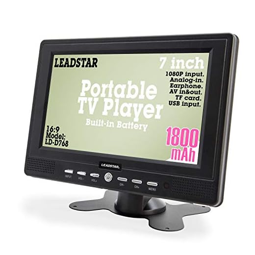 7 Inch Portable Small Digital ATSC TFT HD Screen Freeview LED TV for Car, Caravan,Camping,Outdoor or Kitchen.Built-in Battery Television/Monitor with FM, Multimedia Player Support USB Card LEADSTAR