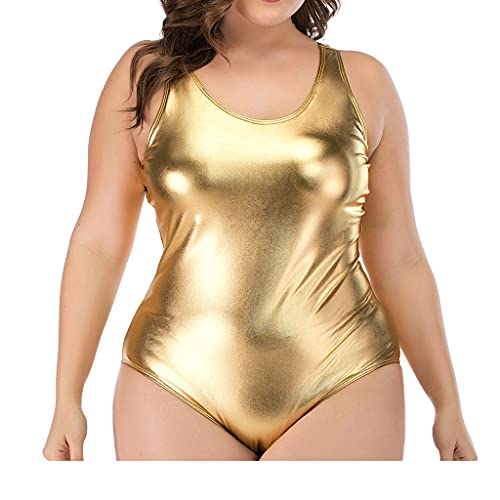 Maillot de bain une pièce grande taille femme or brillant du L au 5XL