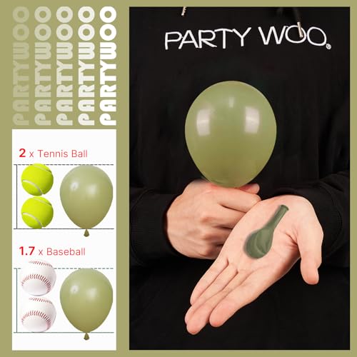 Image of PartyWoo Sage Green Balloons 50 pcs 5 Inch Small Mini Matte Sage Olive Green Boho Neutral Eucalyptus Latex Balloons for Wedding Baby Shower Gender Reveal Birthday Party Decorations Green-F11