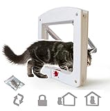 ♥ Material de la puerta del gato: Hecho de ABS duradero, el catflap presenta una aleta de plástico rígida y transparente. los tornillos son resistentes, tal aleta es duradera.