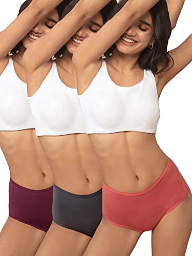 Image of NYKD by Nykaa Pack of 3 High Rise Full Brief Cotton Stretch Full Rear Coverage Panty (S)
