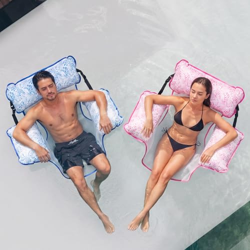 Monterey Chair 2 Pack 30x23x24in adj Back Assorted Colors Luminous Blue-Ultra Pink Ages 15 and up by Aqua LEISURE - Used condition - Image 3