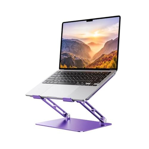 Orlian Foldable Aluminum Laptop Stand for 10-17.3" Laptops, Height Adjustable Portable Ergonomic Computer Holder, Space Saving Desk with Heat Dissipation. Compatible with MacBook/Dell/HP etc