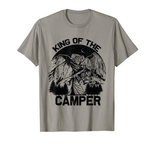 Rey de la campista Camping Travel Retro Vintage Camper Camiseta