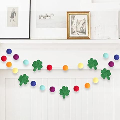 St. Patrick's Day Felt Ball Garlands, Green Felt Ball Shamrock Garlands Banner for St. Patrick's Day Home Mantle Hanging Decorations (Colour St. Patrick's Day Garlands) Cover