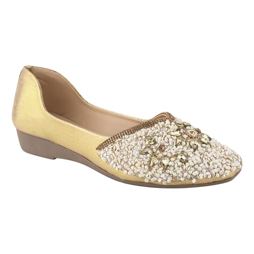 Image of SilverArrow Alluring Emboidery with Stone Jutti Comfortable Flat Fancy Bellies for Womens and Girls