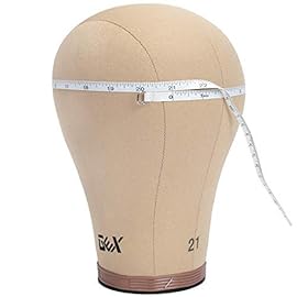 GEX 20-24 Cork Canvas Block Head Mannequin Head Wig Display Styling Head With Mount Hole (Light Brown, 24)