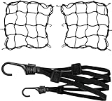 3 Pack Motorcycle Net - 2 Pack Heavy Duty 40cm Elastic Luggage Cargo Net+ 23.6 inch / 60cm Helmet Net for Motorcycle and Bike