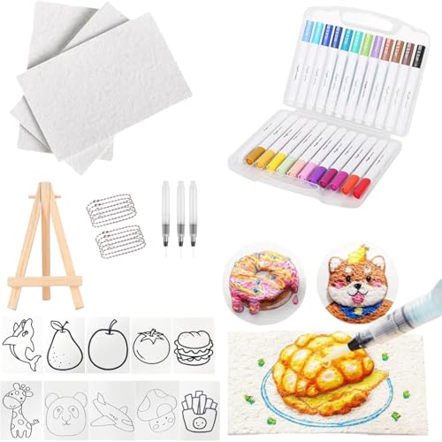 DQUKRQW Magic Puffy Paint Kit for Kids - 3D Foam Texture Painting, Magic Foam Painting Kit, Puffy Popcorn Art Set (Rectangular)
