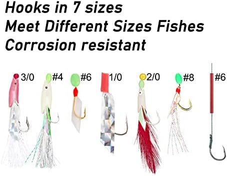 Assorted Mackerel Feathers Rigs Sea Fishing Lures Tackles Hooks Lumi Glitter Flash Shrimp